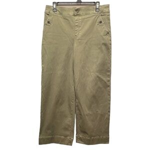 Spanx Twill Cropped Wide Leg Jeans Olive Green Women’s Size XL